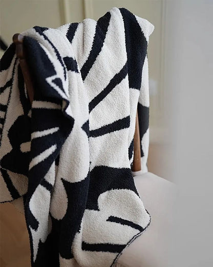 Double Layer Lamb Fleece Blanket - Shell Print Multi-functional Throw for Sofa &Bedroom