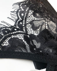 Eyelash Lace Strappy Floral Bow Thong