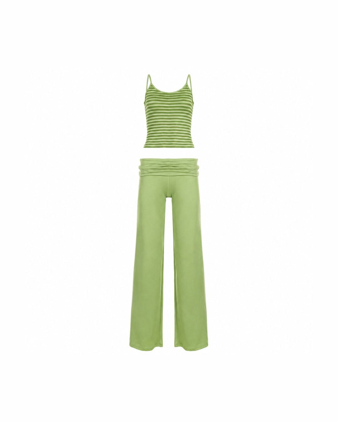Striped Cami & Fold-Over Pants Set