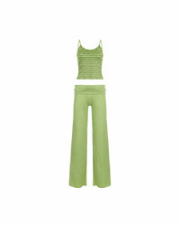 Striped Cami & Fold-Over Pants Set