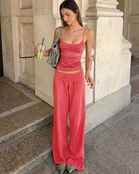 Striped Cami & Fold-Over Pants Set