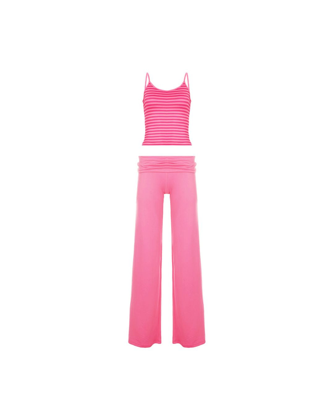 Striped Cami & Fold-Over Pants Set