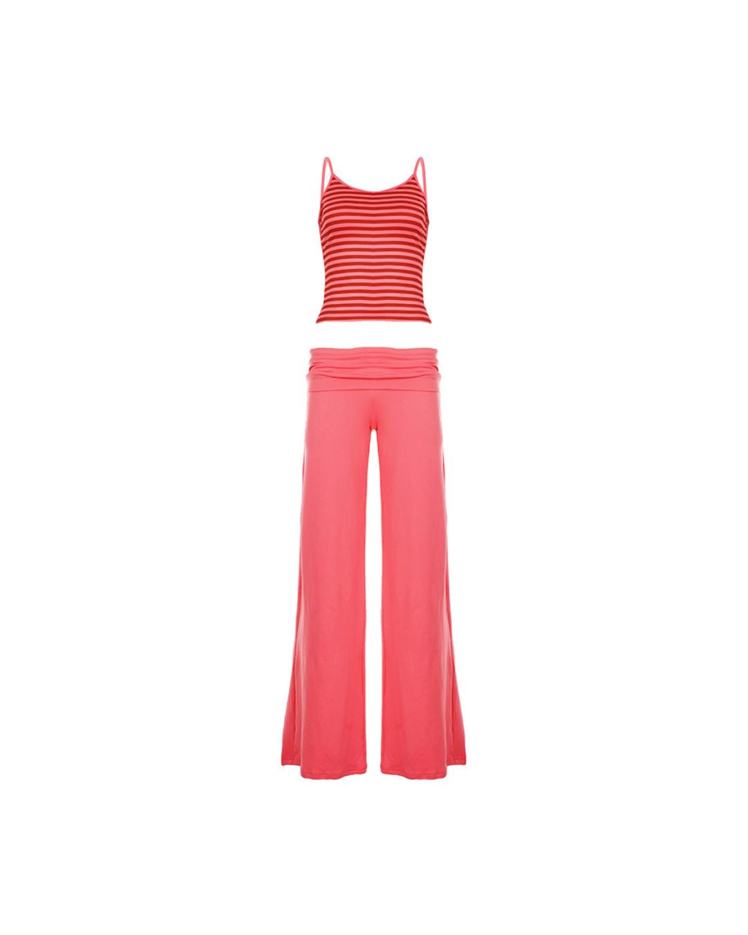 Striped Cami & Fold-Over Pants Set