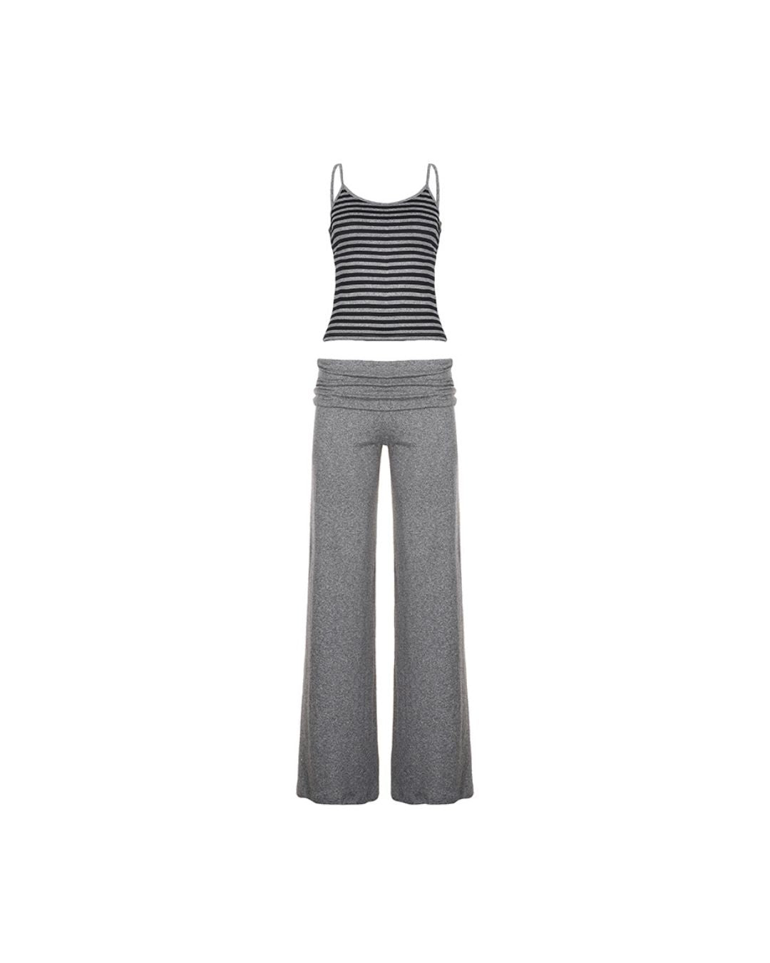 Striped Cami & Fold-Over Pants Set