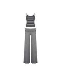 Striped Cami & Fold-Over Pants Set