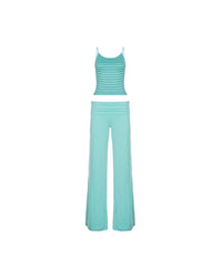 Striped Cami & Fold-Over Pants Set