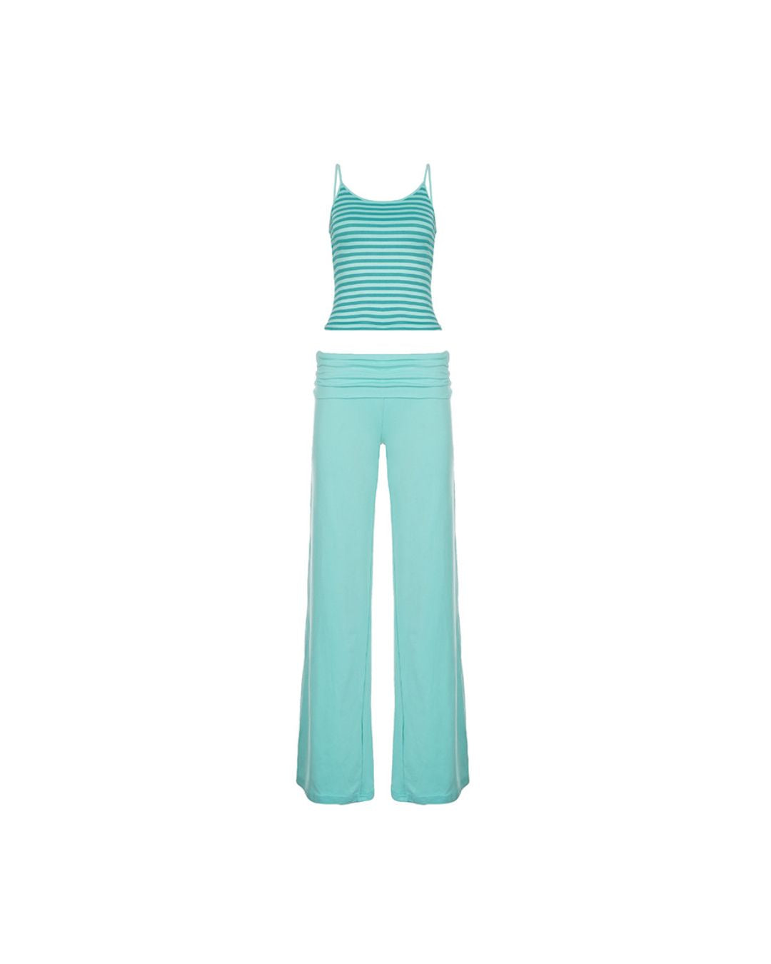 Striped Cami & Fold-Over Pants Set