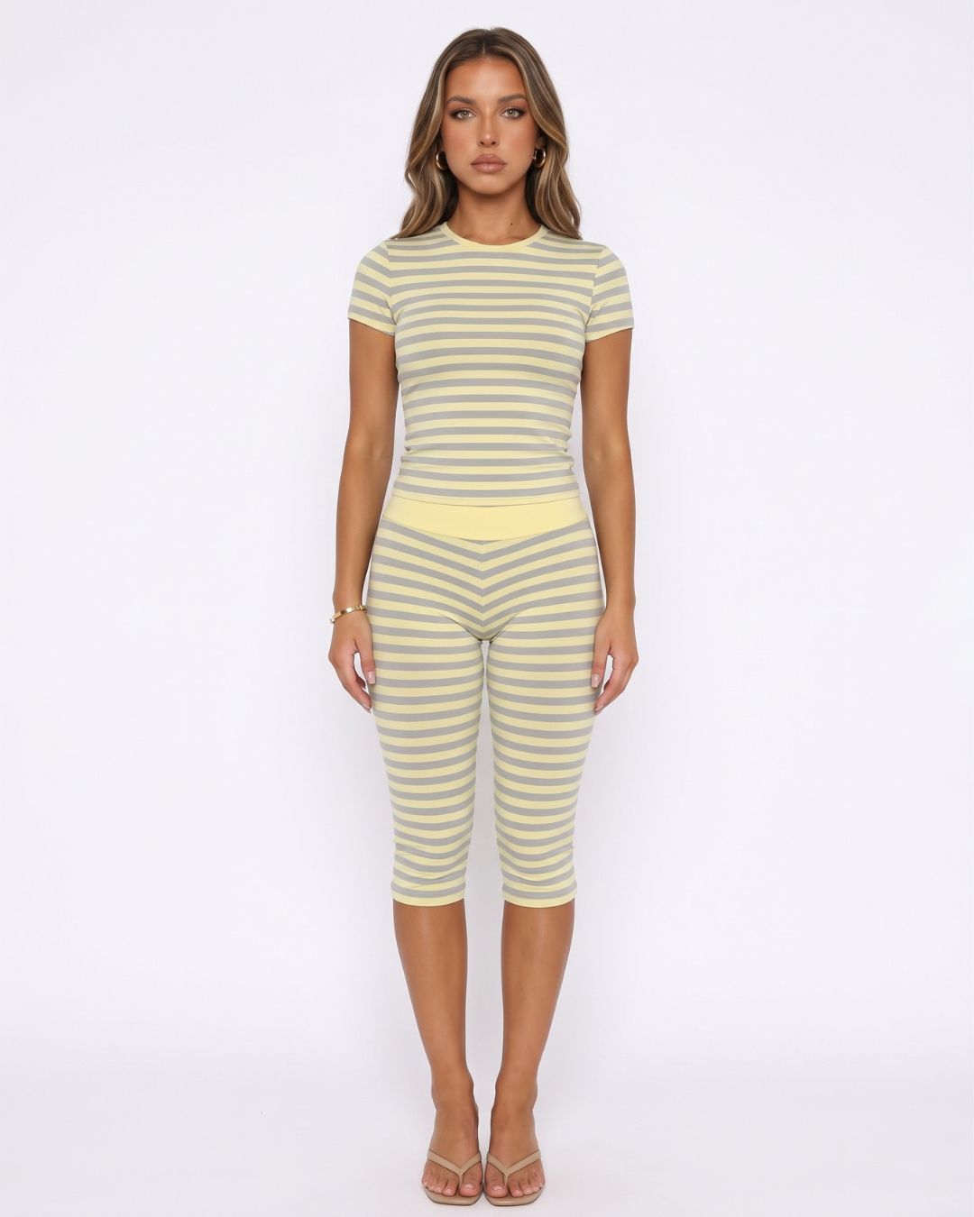 Striped Top & Capri Pants Set