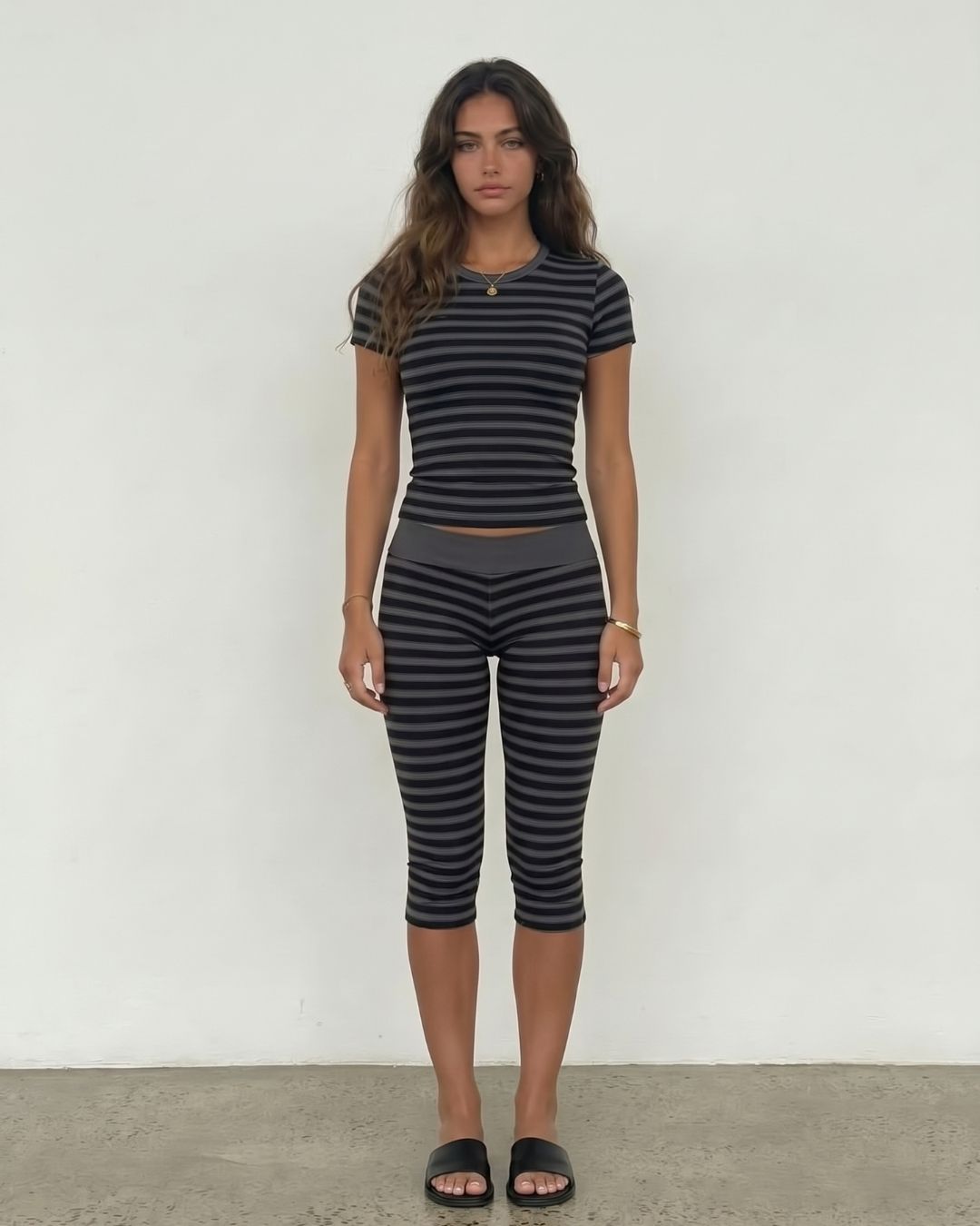 Striped Top & Capri Pants Set