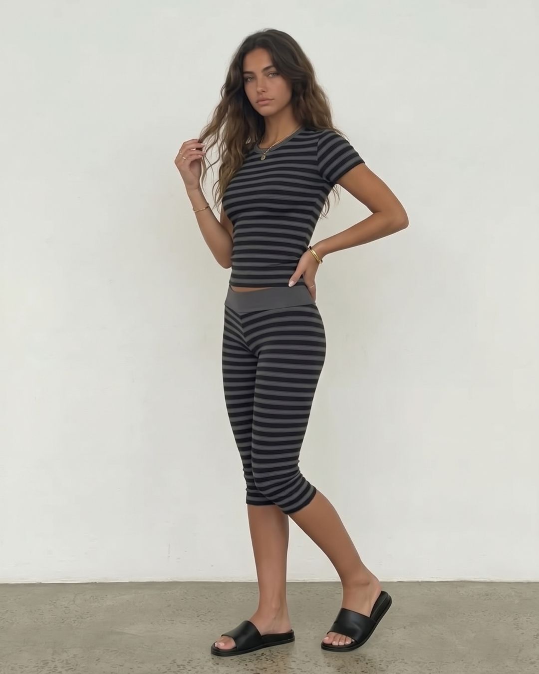 Striped Top & Capri Pants Set