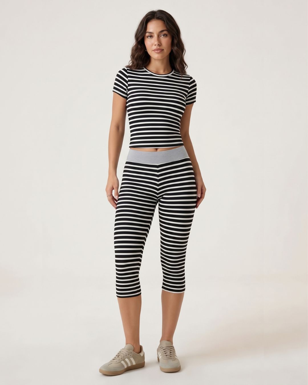 Striped Top & Capri Pants Set