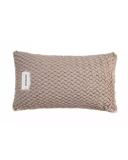 Brown Faux Rabbit Fur Pillow - Soft Plush Cushion for Sofa & Fall Decor