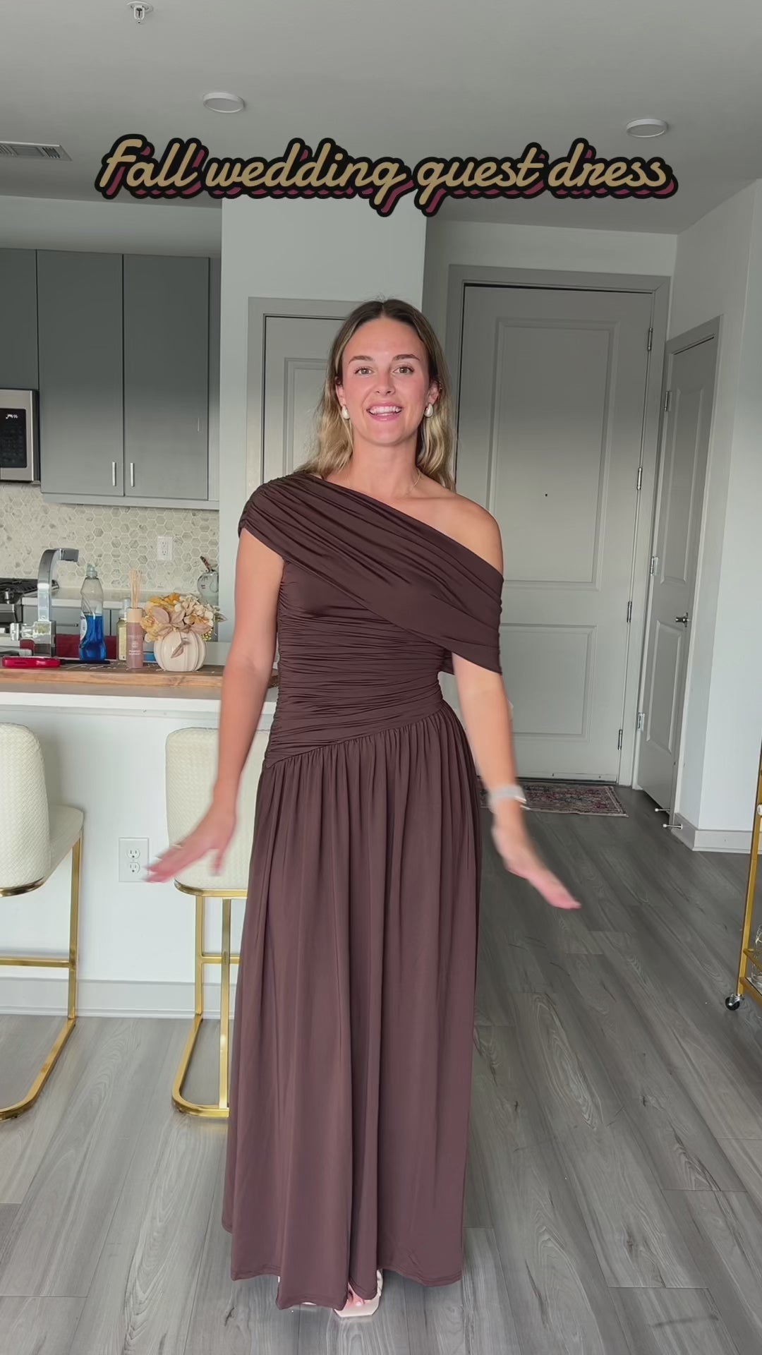One-Shoulder Ruched Maxi Dress