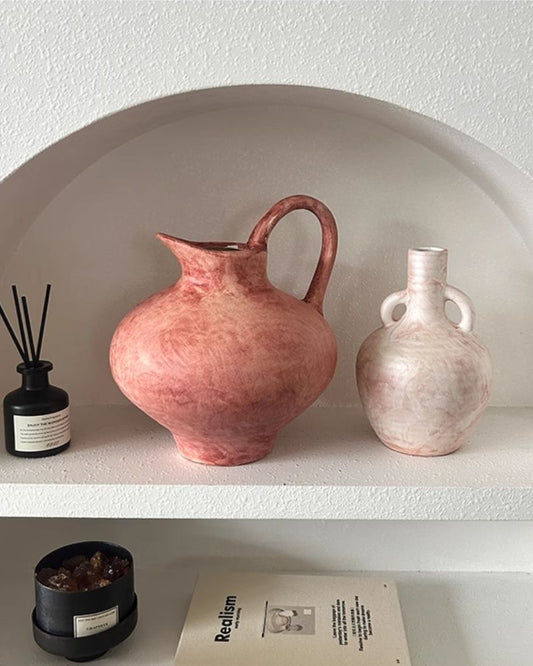 Hand-Painted Wabi-Sabi Ceramic Vase Set, Home Tabletop Decor