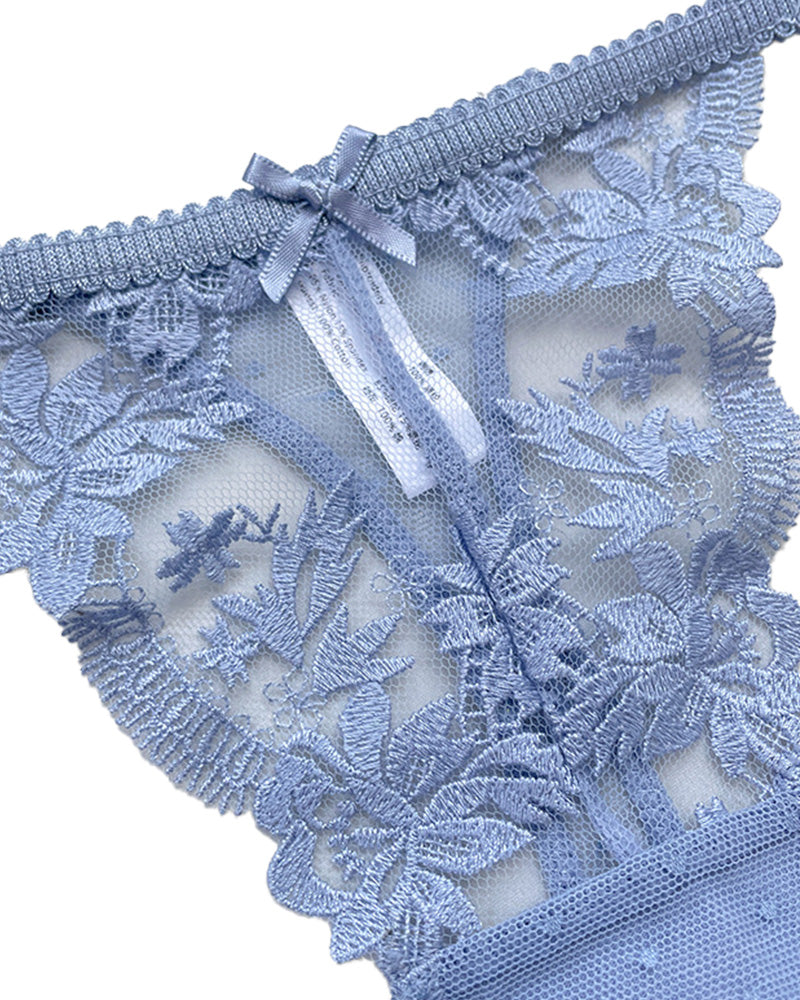 Perizoma in pizzo trasparente ricamato alla francese