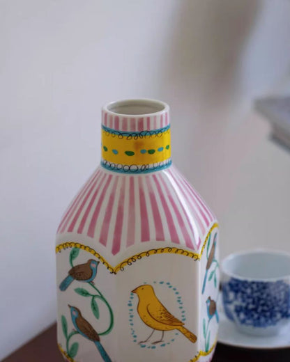 Original Hand-Painted Ceramic Vase - Unique Artistic Design for Luxury Living Rooms