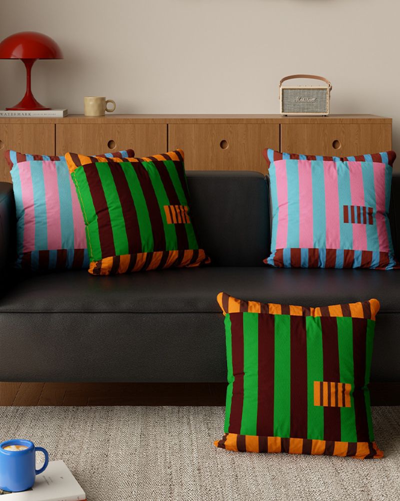 Colorful Striped Throw Pillow - Minimalist Sofa & Living Room Decor