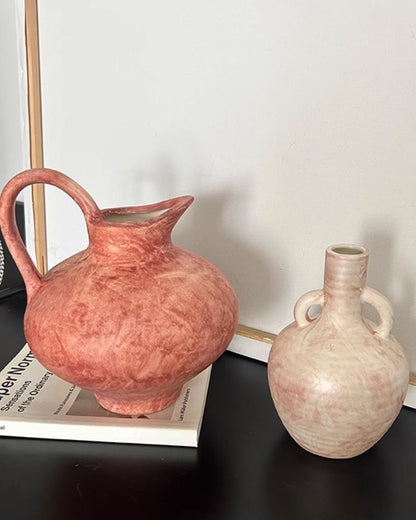 Hand-Painted Wabi-Sabi Ceramic Vase Set, Home Tabletop Decor