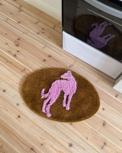 Original Puppy Flocked Area Rug - Irregular Shaped Bedside Mat for Bedroom